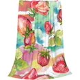 thumbnail image 2 of Strawberry Throw Blanket Strawberry Watercolor Pattern Soft Cozy Flannel Lightweight Warm Travel Couch Blankets for Bed Living Room Decor Gifts for Kids Adults 60""x50"", 2 of 6