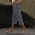 thumbnail image 2 of Taqqpue Women Linen Pants Wide Leg Pants High Waist Drawstring Casual Loose Beach Pant Cropped Trousers with Pocket, 2 of 5