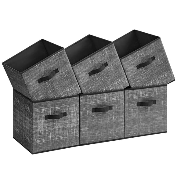 Juego de 6 cubos de almacenamiento SONGMICS Classic, color negro, 33 x 33 cm