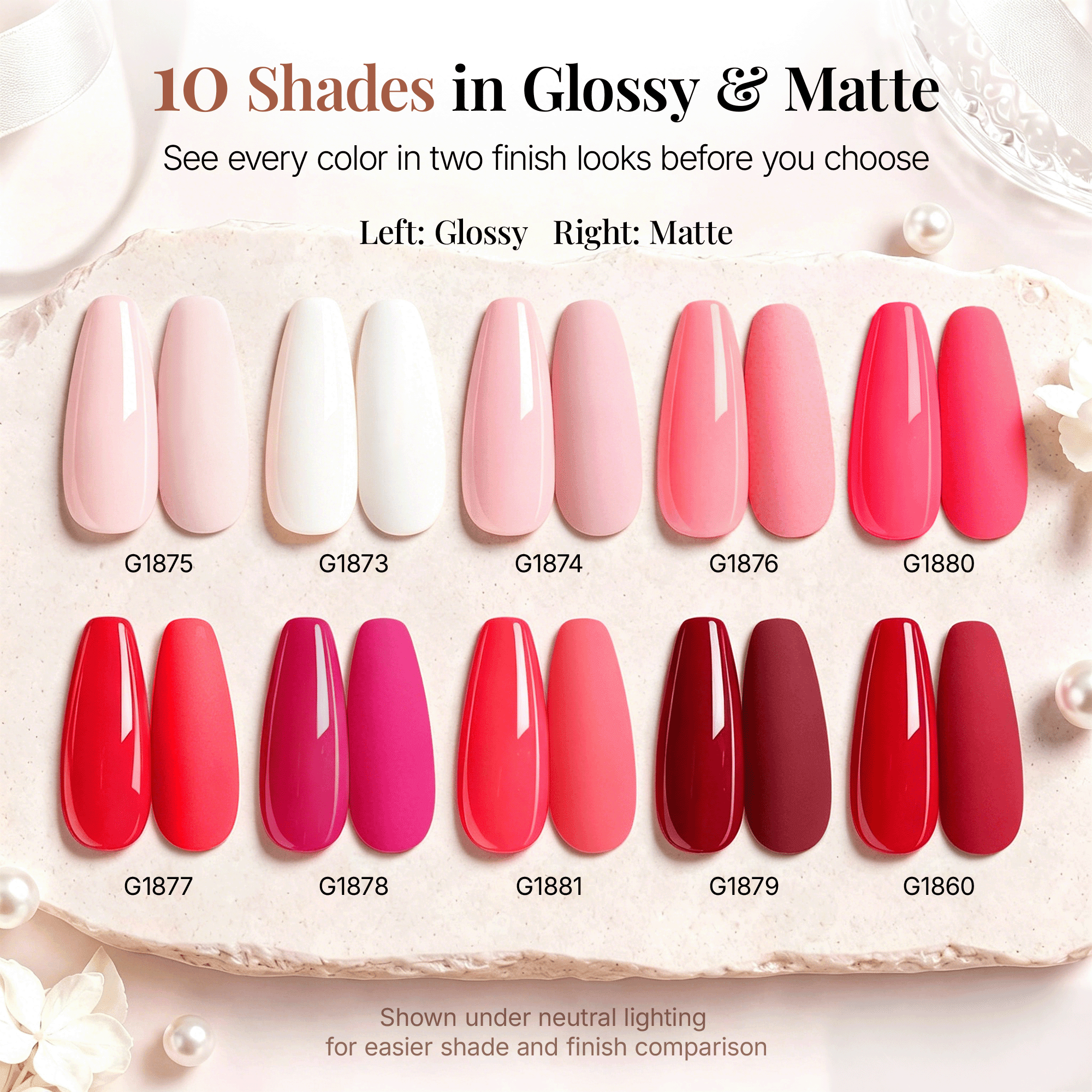 Morovan Pink Gel Nail Polish Set with Base & Top Coat,10 Color Gift Collection for Salon DIY at Home Nails Gifts for Women