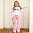 thumbnail image 2 of Enjoytime Girls Sets Two Piece Long Sleeve Bow Print Crew Neck Sweatshirt Flare Pants Outfits Fashion Fall Winter Clothing Set, 2 of 8