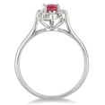 thumbnail image 2 of SZUL Women's 6x4MM Ruby and Diamond Flower Ring in 10K White Gold, 2 of 3