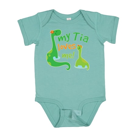 

Inktastic My Tia Loves Me Dinosaur Gift Baby Boy Bodysuit