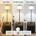 thumbnail image 7 of Sunmory 62" Modern USB Ports Walnut Floor Lamp with Fabric Shade, 7 of 7