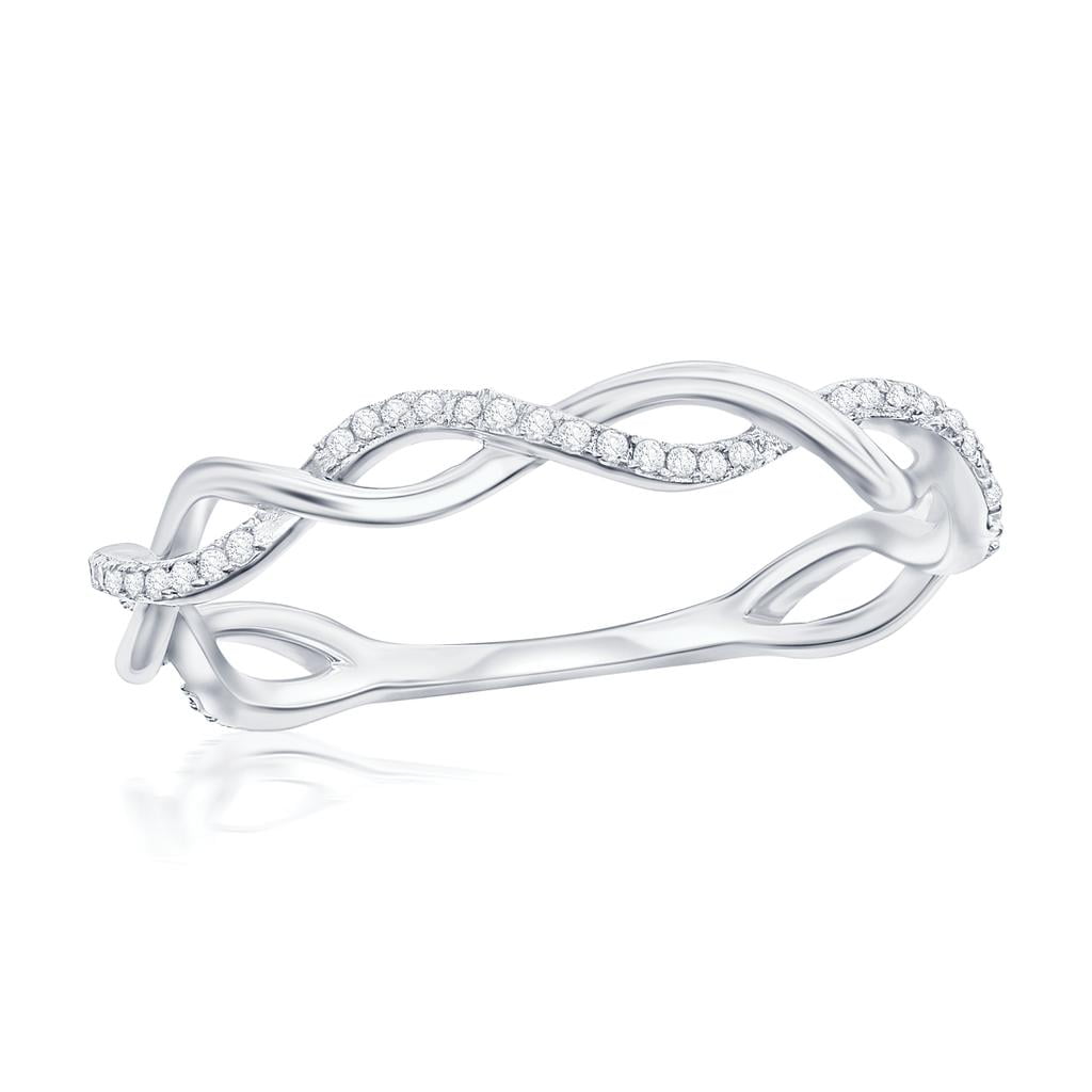 Real Diamond Rings for Women in Sterling Silver Open Intertwined Diamond Ring Fine Diamond