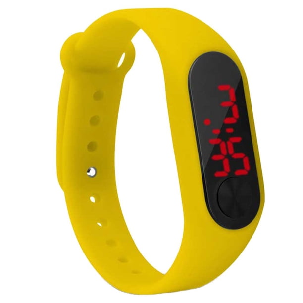 sweethay Reloj de Digital fino para niños con pantalla LED, de Fitness para estudiantes, suministros deportivos para niños y niñas Relojes inteligentes Amarillo 240*15mm