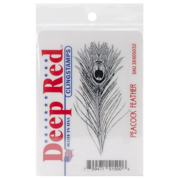Deep Red Cling Stamp 1.5"x3"-peacock Feather