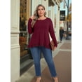 thumbnail image 5 of Cueply Womens Plus Size Tops Long Sleeve Shirts Crewneck Lace Tunic Blouses XL-4XL, 5 of 6