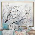 thumbnail image 2 of Designart "Grey Floral Springtime Songbirds' Haven III" Extra Large Landscapes Framed Wall Art - Country Grey Tree Entryway Framed Wall Art, 2 of 7