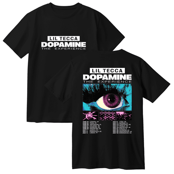 Lil Tecca Dopamine The Experience Tour Cotton T-shirt Unisex Short Sleeve Crewneck Casual Streetwear Tee