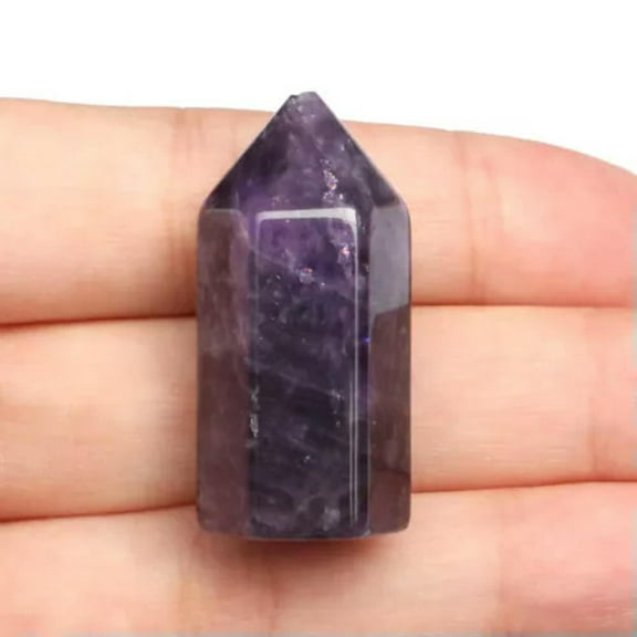HOOUN Natural Chakra Crystal Single Pointed Quartz Hexagonal Column Tower Obelisk Wand-1PC (Send Random)-Amethyst