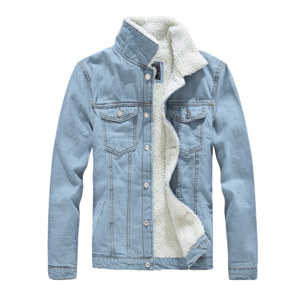Rose Butterfly Embroidered Light Blue Mens Jeans Jacket
