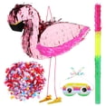 thumbnail image 1 of 1 Set Pinata Flamingo Pinata Stick And Blindfold Flamingo Pinata Sticks Birthday Decorations For Girls, 1 of 5