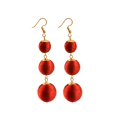 thumbnail image 1 of Pendientes de gota de bolas de hilo para mujer Joyas de gancho de oro colgante de linterna boho - Marrón 荧 大红 304 Yuyangstore Pendientes, 1 of 8