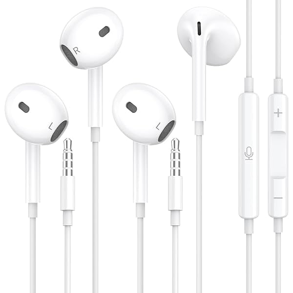 wonima11 2 Packs Wired Headphones Earbuds with Microphone, in-Ear Earphones Volume Control Headphones with Mic Compatible with iPhone/iPad/Android/Laptop/Computer and Other 3.5mm Jack Devices