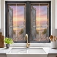 thumbnail image 2 of Vintage Door Coastal Window Privacy Film, Sunset Seaside Summer Beach Static Cling UV Sun Blocking Heat Control Window Tint Day and Night, Non-Adhesive One Way Windows Privacy Cover 17.7''x39.3'', 2 of 7