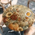 thumbnail image 4 of Round Table Cover 36-44 Inch Retro Pumpkins Fall Waterproof Reusable Table Cloth Round Fitted Vinyl Tablecloth with Elastic Edged for Parties Outdoors, Thanksgiving Chrysanthemum Leaves, 4 of 9