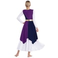 thumbnail image 2 of Zaldita Women's Color Block Praise Dance Tunic Irregular Hem Worship Liturgical Dance Dress Purple&Navy Blue S, 2 of 7