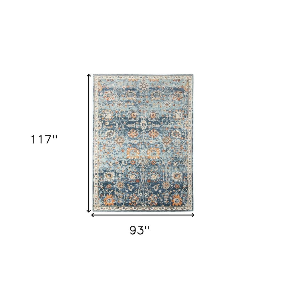 5' X 7' Blue and Orange Floral Stain Resistant Indoor Outdoor Area Rug Color: Navy, Size: 7'9" x 9'9"