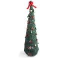 thumbnail image 5 of LampLust Pre-Decorated Pop Up Christmas Tree, Green with Ornaments - 6 ft Tall Slim Collapsible Pop-up Christmas Tree Decorated and Pre-lit with 150 LED Lights with Included Timer, 5 of 5