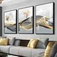 thumbnail image 4 of 3 cuadros de arte de pared abstractos con cinta de lujo nórdico, póster moderno con impresión de paisaje, pintura decorativa para sala de estar y hogar, 4 of 5