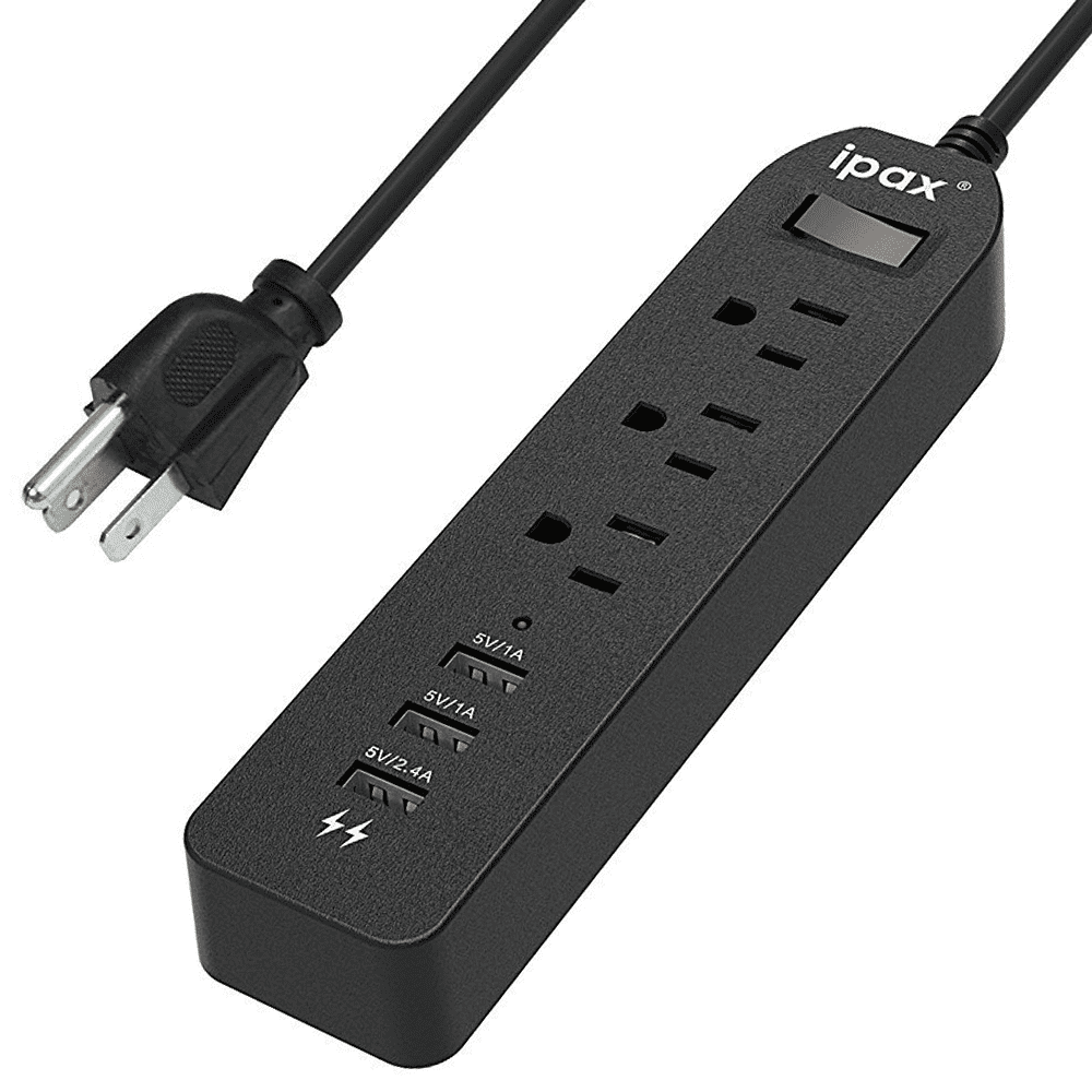 Ipax Power Strip with USB Ports, 3 USB + 3 AC Outlet, 6ft Long Cord