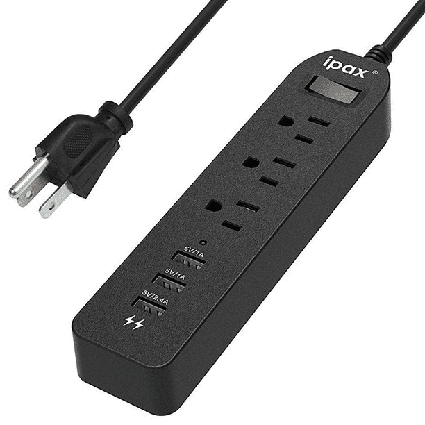 Ipax Power Strip with USB Ports, 3 USB + 3 AC Outlet, 6ft Long Cord ...