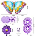 thumbnail image 2 of Woeilo Butterfly Flower Aluminum Number Balloon Set Girls Birthday Party Decoration, 2 of 3