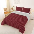 thumbnail image 3 of Castle Fairy Abstract Minimalist Vertical Line Full Size Comforter Sets 3-Piece,Geometric Strip Pattern Bedding Comforter Set,Deep Red Slate Blue,Reversible,1 Comforter and 2 Pillowcases, 3 of 6