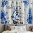 thumbnail image 2 of Orinice Sailboat Ships Blue Watercolors Tapestry Wall Hanging Unique Style Graphic Tapestries Home Wall Decor Art for Living Room Bedroom Apartment Farmhouse Dorm 60x50inch, 2 of 6