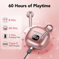 thumbnail image 4 of Wireless Earbuds Bluetooth Headphone 60H Deep Bass Loud Sound with 4 Mic Clear Call Ear Buds Noise Cancelling IP7 in-Ear Headphones with Wireless Charging Case Compatible for iPhone Android Rose Pink, 4 of 6