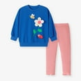 thumbnail image 4 of Hrsba Girls Set 2 Piece Fall Fleece Long Sleeve Crew Neck Top Print Pants Outfit For Toddlers 2 to 8 Years, 4 of 5