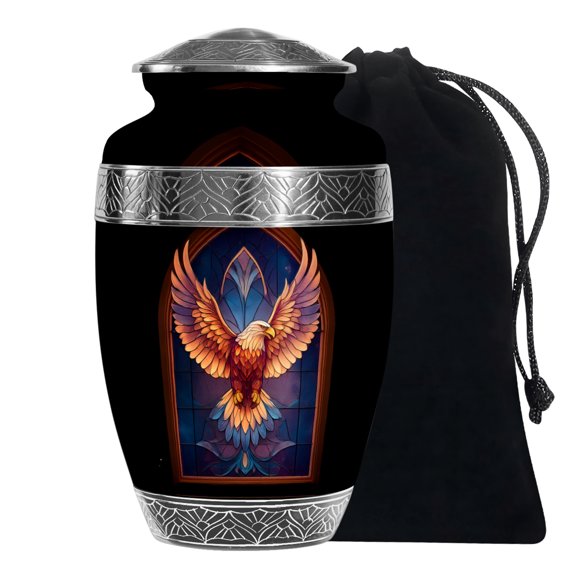 MUKTIVE Eagle Funeral Urns for Adult Ashes Male - Large Black Funeral Urn for Adult Ashes Men & Women - Decorative Memorial Gifts for Loved Ones - 10 Inch