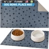 Drymate Pet Bowl Placemat, Dog & Cat Food Feeding Mat - Absorbent Fabric, Waterproof Backing, Slip-Resistant - Machine Washable/Durable (16” x 28”) (Grey Stripe Black Paw)