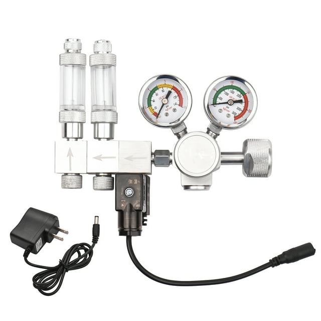 Regulador de CO2 para acuario de doble etapa, presión de salida ajustable con contador de burbujas Tomshoo Regulador de voltaje