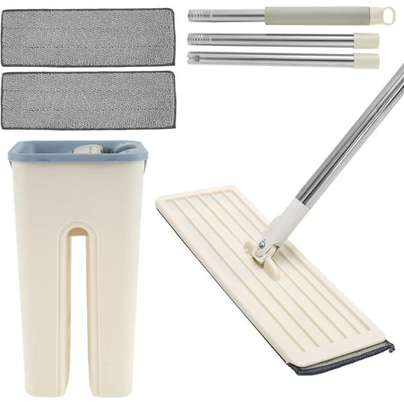 FYBTOFlat Mop Microfiber Flat Floor Mop 360° Spin Mop and Bucket Set with 2 Pads Wet/Dry Cleaning Mop Hanging Dust Mop Hands Free Home Floor Cleaning System for Hardwood Floor Tile-0630
