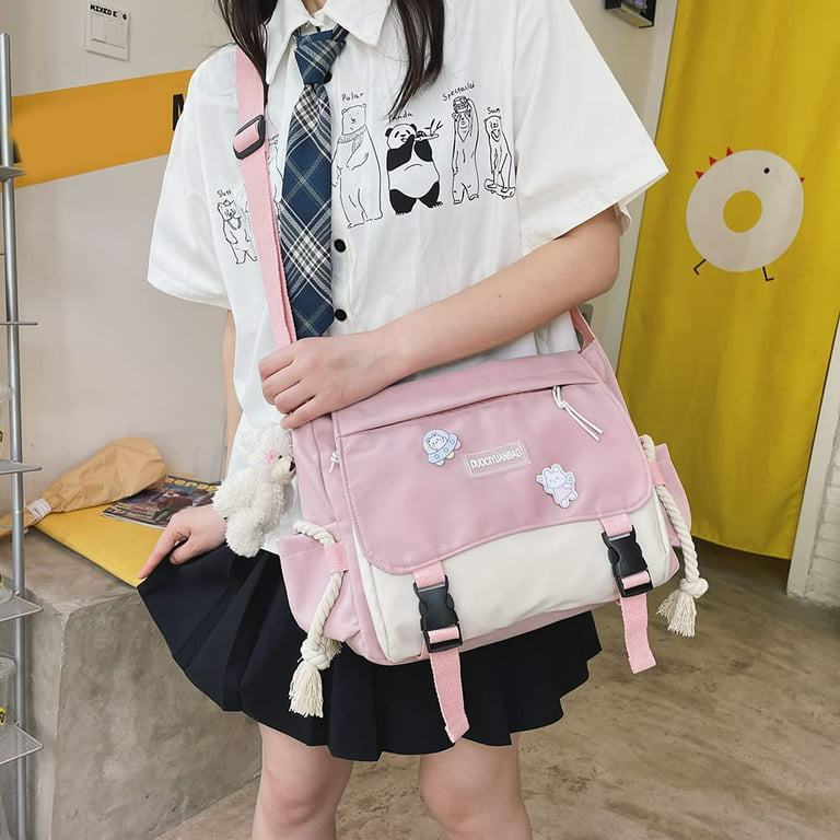 Cute Purse Kawaii Ita Bag Preppy Wallets Japanese Pins Mini Crossbody Messenger Bag Aesthetic Accessories Stuff (White,Small)