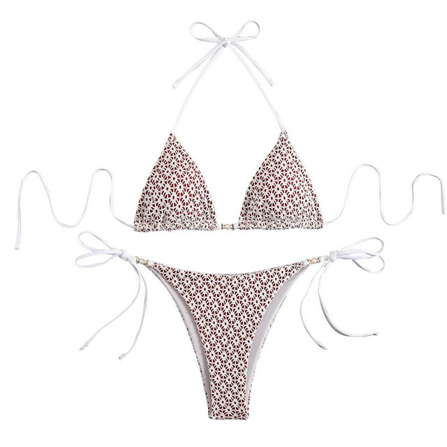 KIHOUT 2025 Women's Triangle Bikini Floral Printed Bikini Set Two Piece Summer Swimsuit Bathing Suits for Beach Pool Party