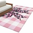 thumbnail image 6 of Checkered Bow Area Rug 3x5 Washable Rug Non Slip Butterfly Tie Pink Black Leopard Print Large Area Rug Indoor Floor Carpet for Entryway Bedroom Kitchen Living Room Home Office Dining Room Nursery, 6 of 8