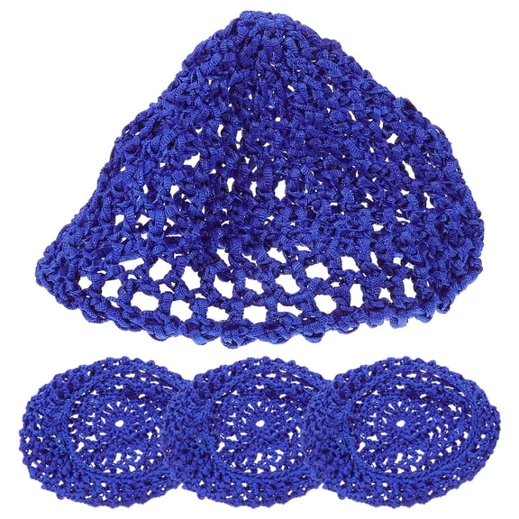 EXHUMKY 4Pcs Blue Mesh Sleep Hat Female Hair Net Lightweight and Comfortable