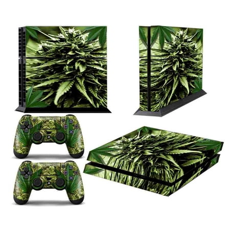 GameXcel Vinyl Decal Protective Skin Cover Sticker for Sony PS4 Console and 2 Dualshock Controllers - Skunk Bud
