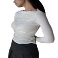 thumbnail image 3 of Femmes T-shirt Manches Longues Stretch Solide Slim Fit Dames Fall Tops, 3 of 6