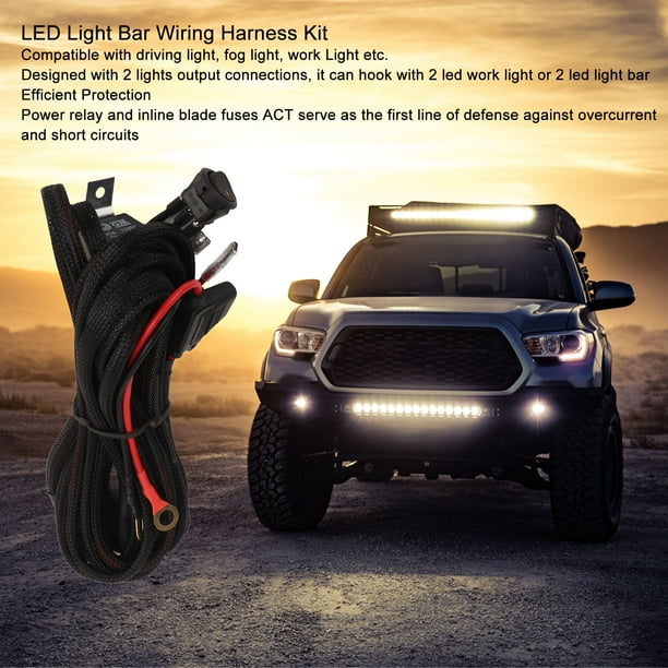Kit De Arnés De Cableado Para Barra De Luz LED – 18 AWG, Impermeable, Con Relé 12V 40A Y Fusible 30A, Para Off-road Y Trabajo Pesado