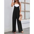 thumbnail image 4 of Pierna ancha jumpsuit alta cintura sin respaldo Correa casual suelta poliéster mujeres ropa negro M, 4 of 7