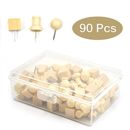 Ezakka Decorative Wooden Push Pins Thumb Tacks For Cork Boards Map