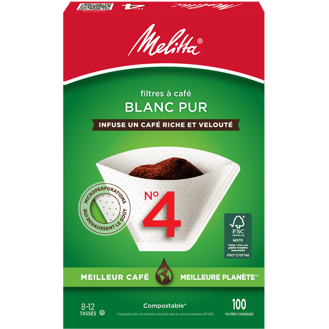 Melitta Pure White Coffee Filters No 4 - 100 Ct