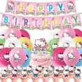 thumbnail image 4 of Suministros de decoración para fiestas de Hello Kitty, vajilla, accesorios, telón de fondo para cumpleaños, decoración navideña, baby shower, pancarta de bricolaje, vasos de papel, 4 of 5
