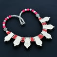 thumbnail image 5 of Red Coral Statement Boho 925 Sterling Silver Tibetan Nepali Necklace 18" VJ 6956, 5 of 5