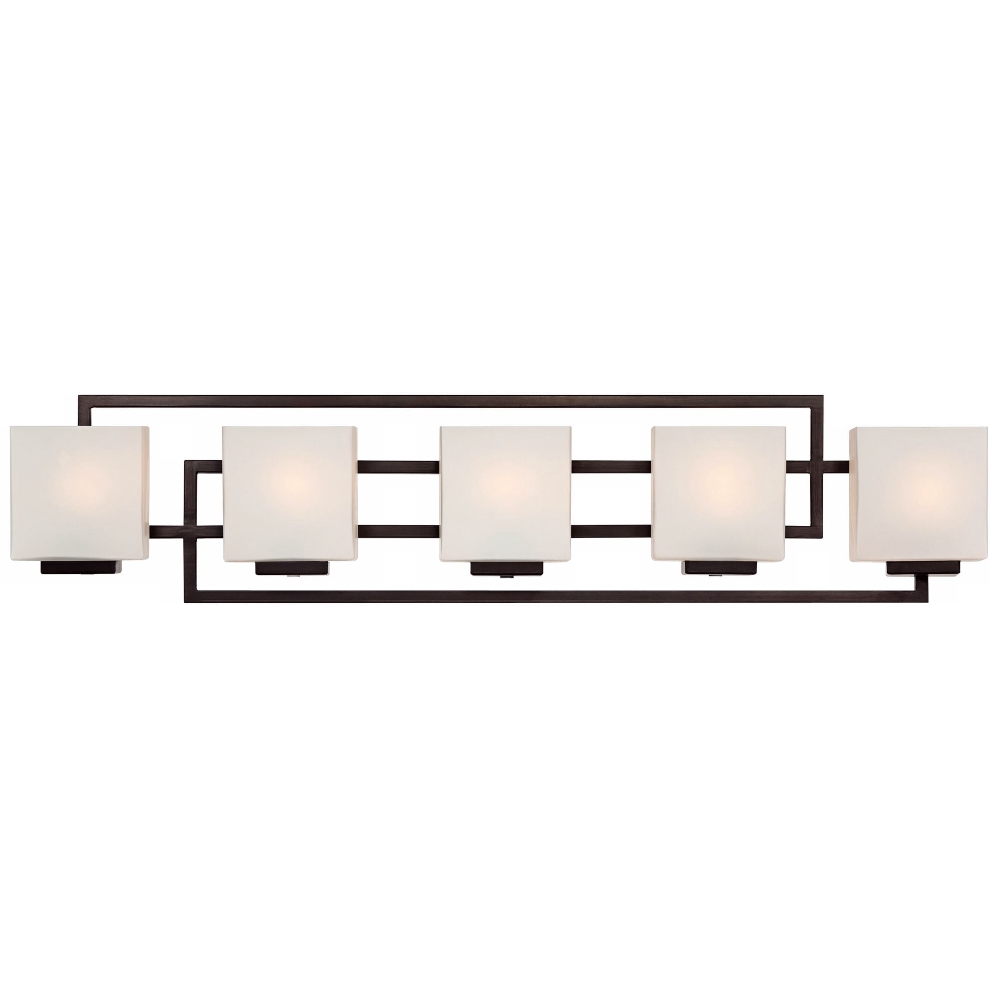 Possini Euro Design Lighting on the Square Modern Wall Light Bronze Hardwire 37" 5-Light Fixture Opal Glass Shade for Bedroom Bathroom Vanity Home