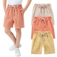 thumbnail image 2 of YunPes 3 Pack Toddler Boy Athletic Shorts Boys Soccer Shorts Basketball Short Pants Size 2‐12T Cotton Linen Beach Pants Pockets, 2 of 4